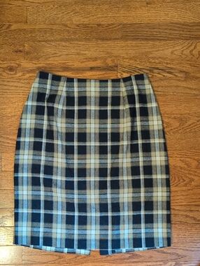 Fashion Bug Y2k Navy and Cream Plaid Pencil Skirt